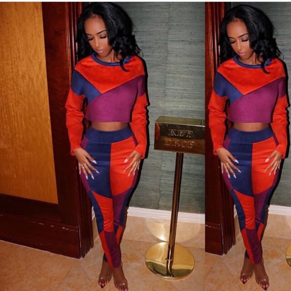Color Block Two Pieces Set